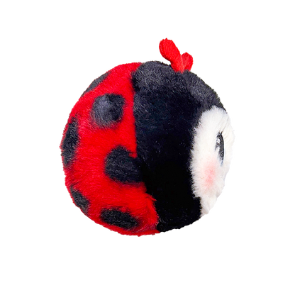 Buggie the Red Ladybug 10cm Ty plush with the red Ty Heart swing tag attached, on a plain white background