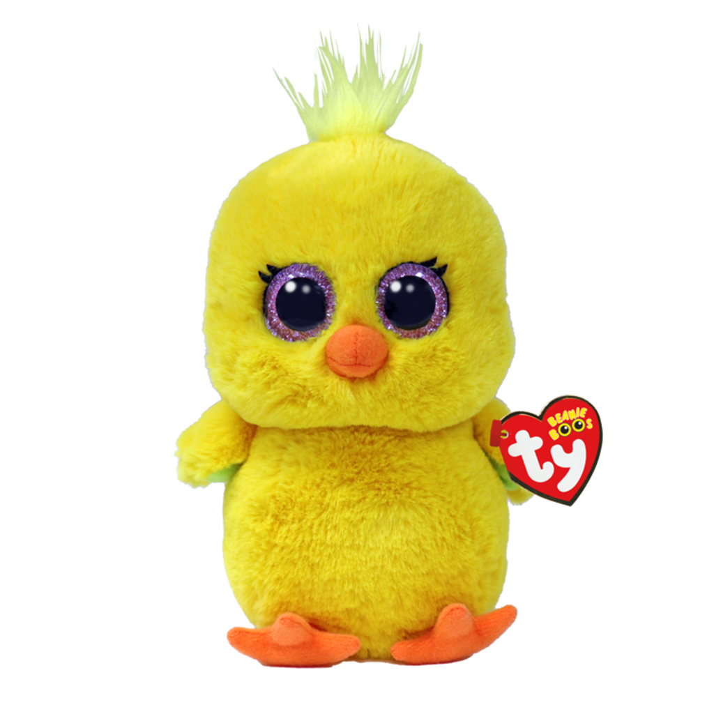 Chirps the Yellow Chick Ty Beanie Boo soft plush toy photographed front-on on a plain white background