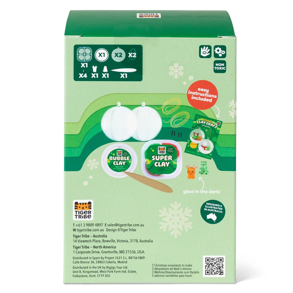 Bear and bunny clay ornament kit in its retail box showing contents and age guidance