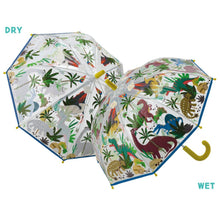 colour-changing-dinosaur-kids-umbrella-dry-wet-comparison