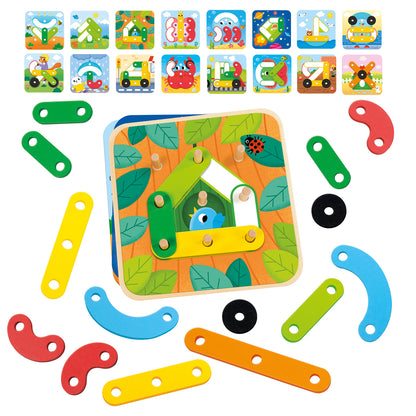 Illustrated sheet fixed to the Goula Colour Forms wooden base with the wooden holding sticks