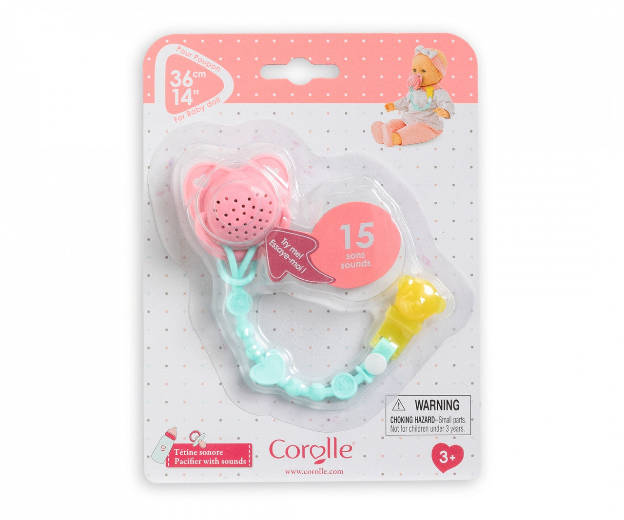Corolle Mon Grand Poupon- Pacifier with Sound - for 36cm Baby Dolls