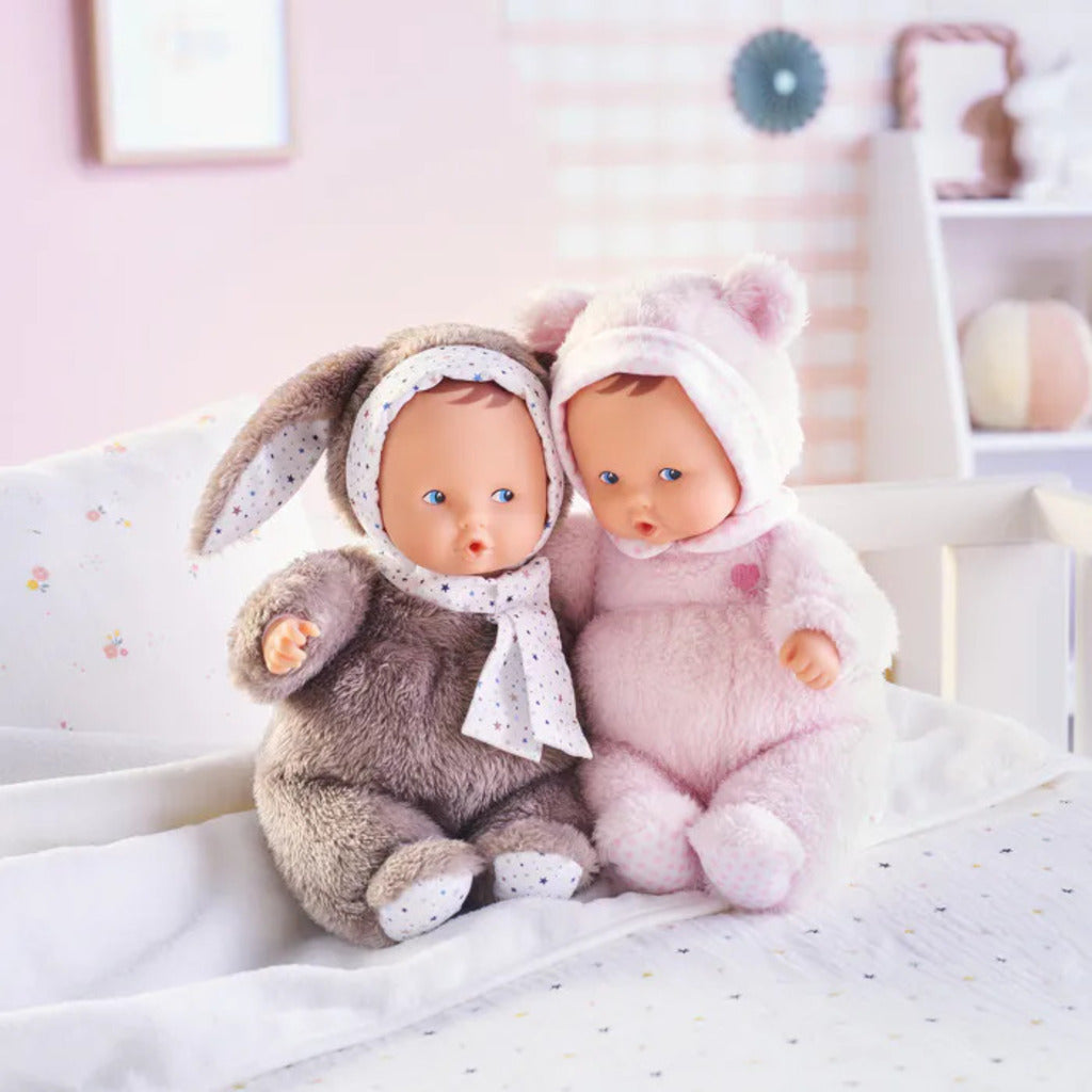 Babibear Starry Dreams comforter laid flat on a cot sheet, sized to sit in a pram, cot or nappy bag