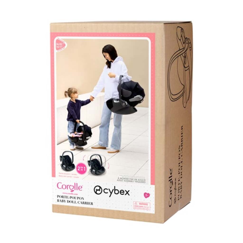 Corolle x Cybex doll carrier in its packaging, recommended for children from 3 years