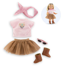 Corolle Ma Corolle Festival Outfit Set with T-shirt, tulle skirt, bandana, sunglasses and boots