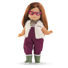 36cm Ma Corolle doll wearing Trendy Explorer overalls, cream vest, leopard scarf and glasses