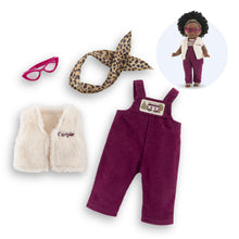 Corolle Ma Corolle Trendy Explorer Set with corduroy overalls, vest, scarf and pink glasses