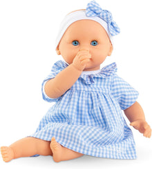 Corolle My First Baby Doll Calin Milly 30cm with blue gingham dress and bow headband