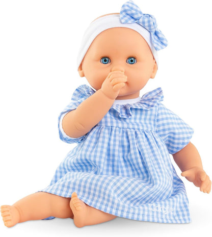 Corolle My First Baby Doll Calin Milly 30cm with blue gingham dress and bow headband