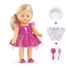 Back of the Corolle Rosy Fairy gift box, showing the wider Mini Corolline character range