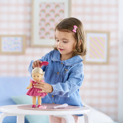 Rosy the Mini Corolline doll in her fairy outfit, posed for imaginative fairy play