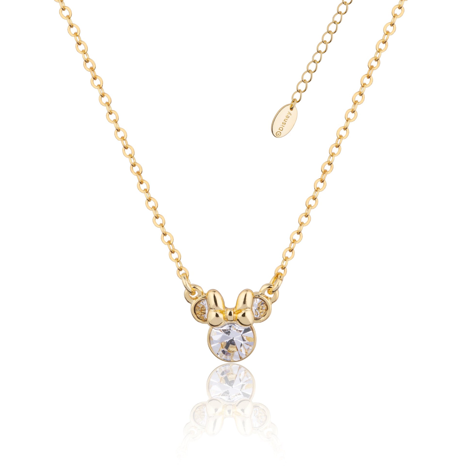 Couture Kingdom Disney Minnie Mouse April Birthstone Necklace gold with clear crystals