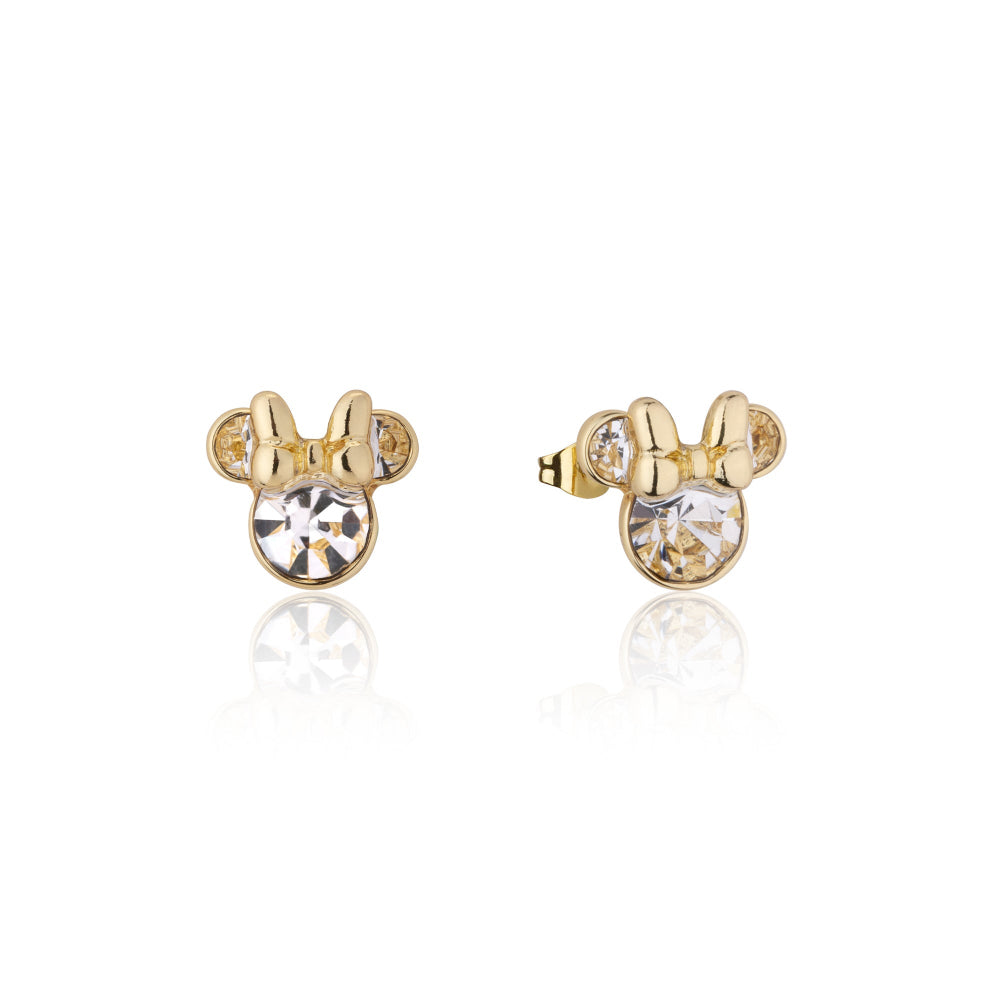 Couture Kingdom Disney Minnie Mouse April Birthstone Stud Earrings gold with clear crystals