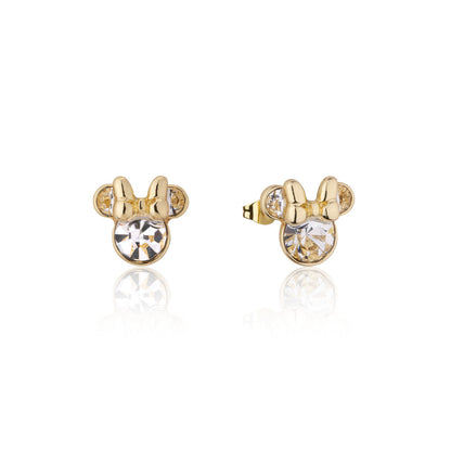Couture Kingdom Disney Minnie Mouse April Birthstone Stud Earrings gold with clear crystals
