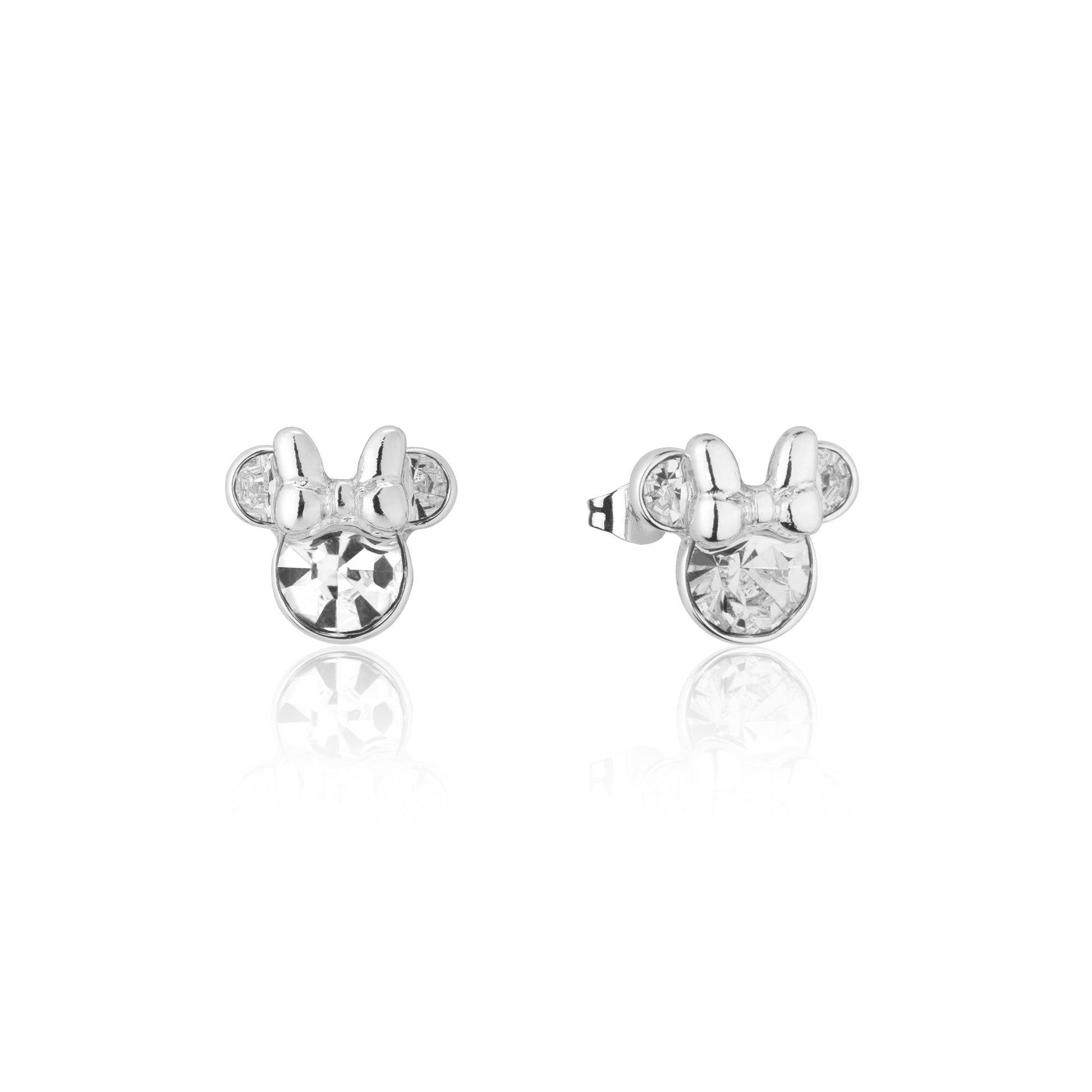 Couture Kingdom Disney Minnie Mouse April Birthstone Stud Earrings silver with clear crystals