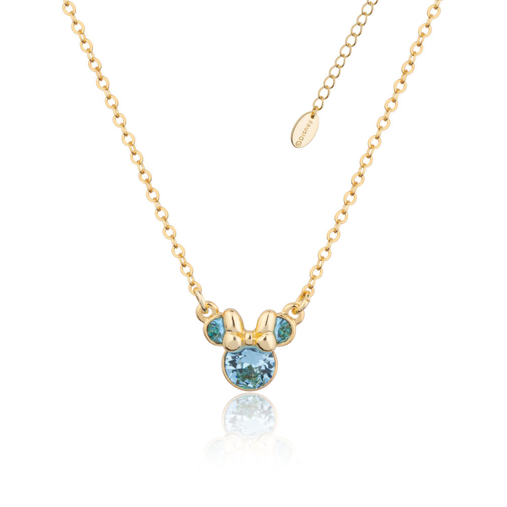 Couture Kingdom Disney Minnie Mouse March Birthstone Necklace gold with blue crystal