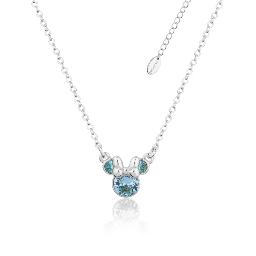 Couture Kingdom Disney Minnie Mouse March Birthstone Necklace silver with blue crystal