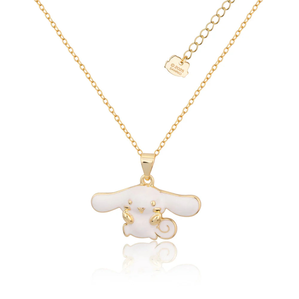 Couture Kingdom x Sanrio® Cinnamoroll® enamel necklace with 14k gold plated finish and adjustable chain