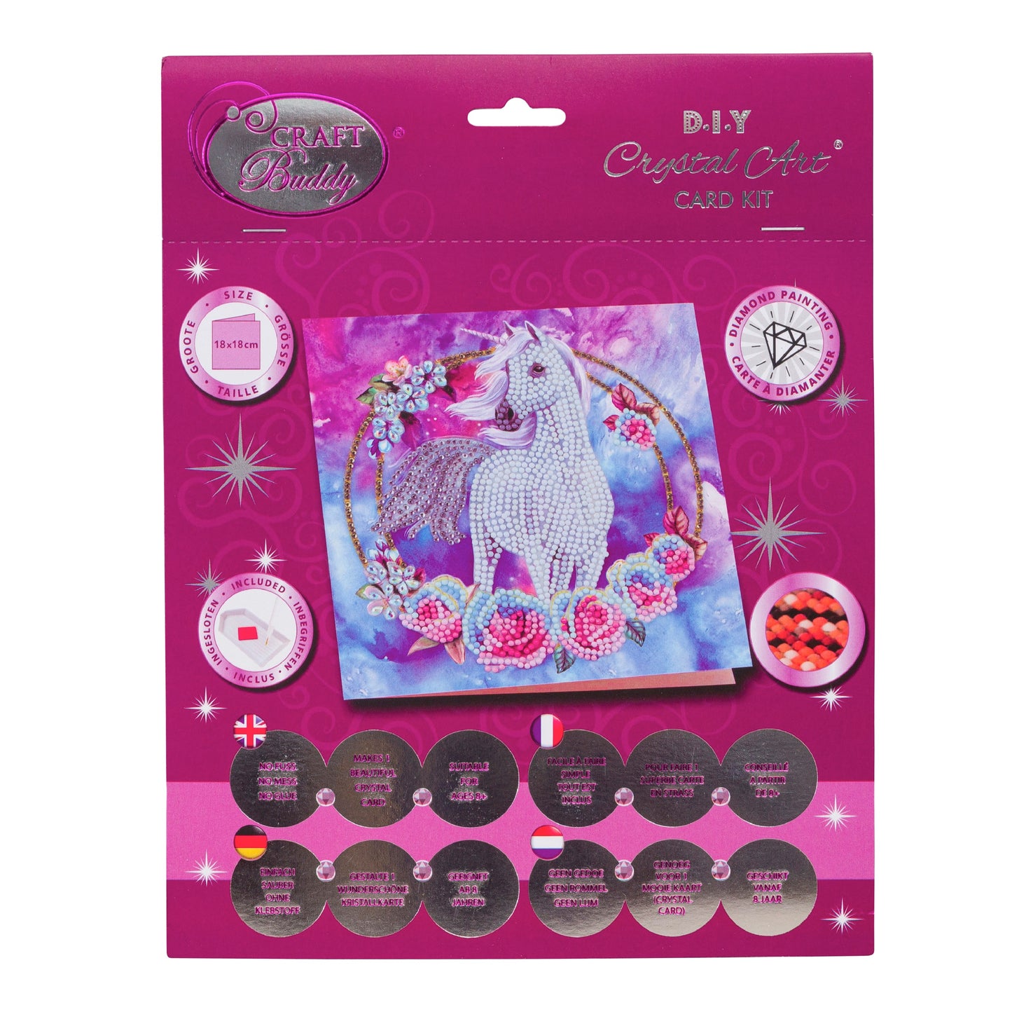 Crystal Art - Unicorn Garland 18x18cm Card