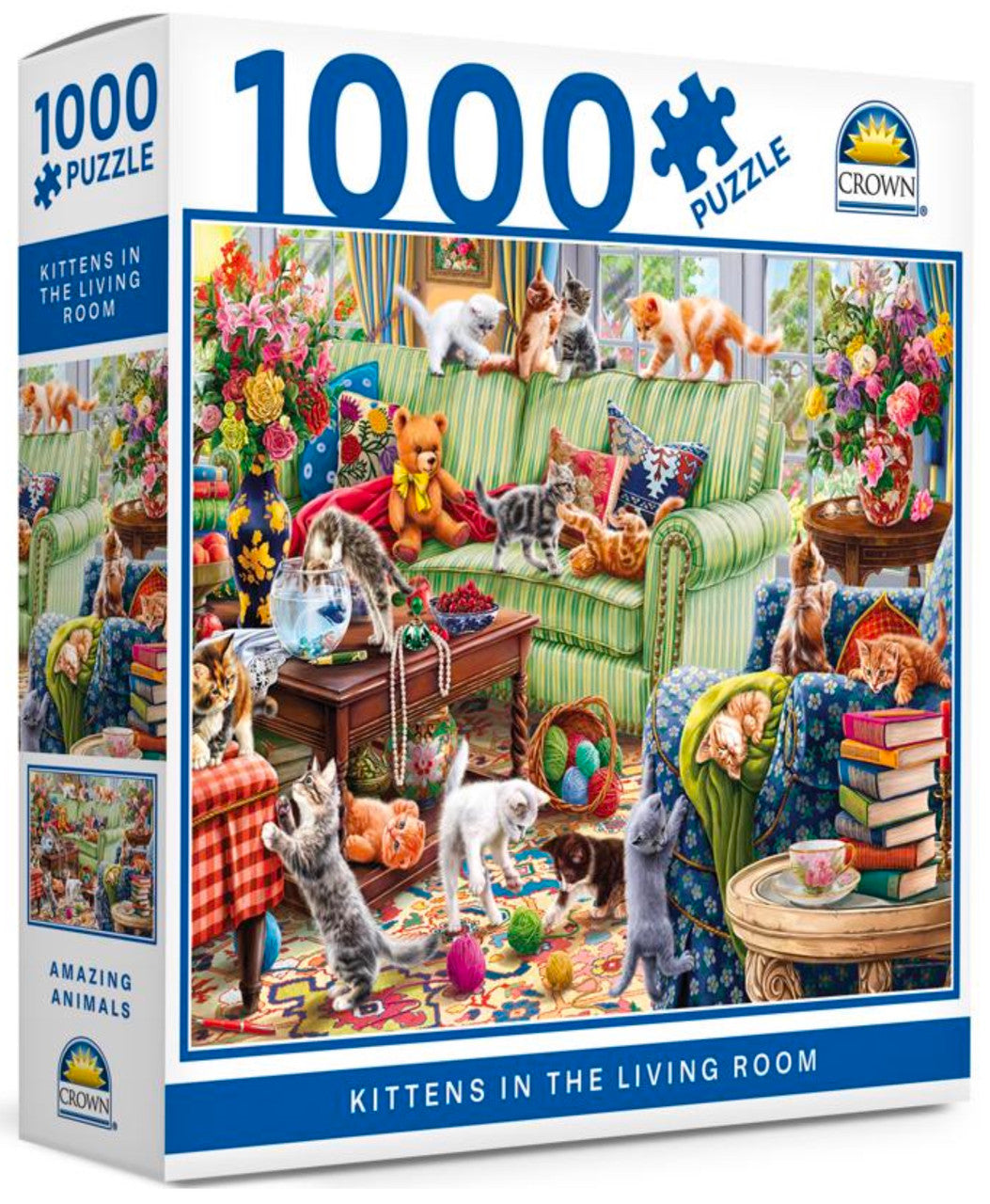 Crown Kittens In The Living Room 1000 piece puzzle featuring playful kittens in a colourful living room