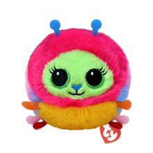 Crystal the Caterpillar Ty Beanie Bouncer plush toy photographed front-on, 10cm, on a white background