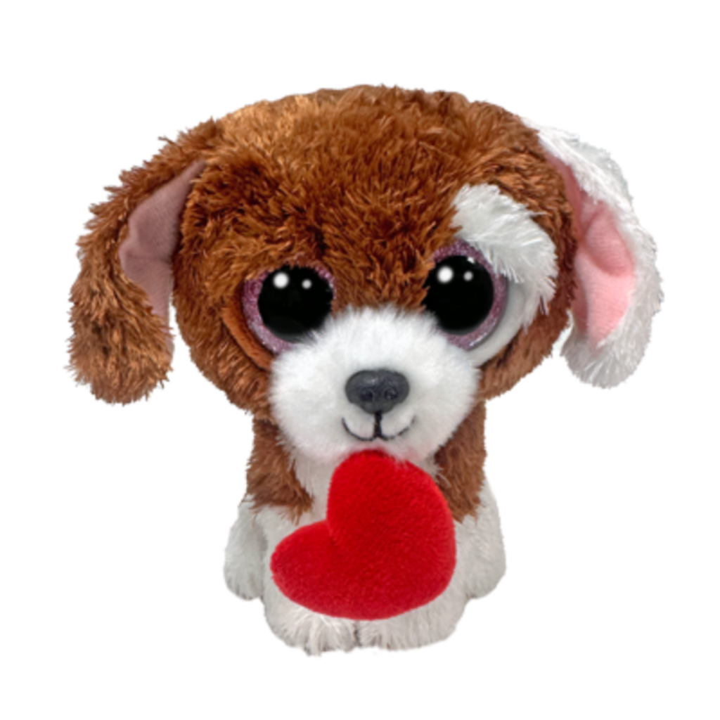 Cuddles the Dog Regular 15cm Ty Beanie Boo plush toy photographed front-on on a plain white background