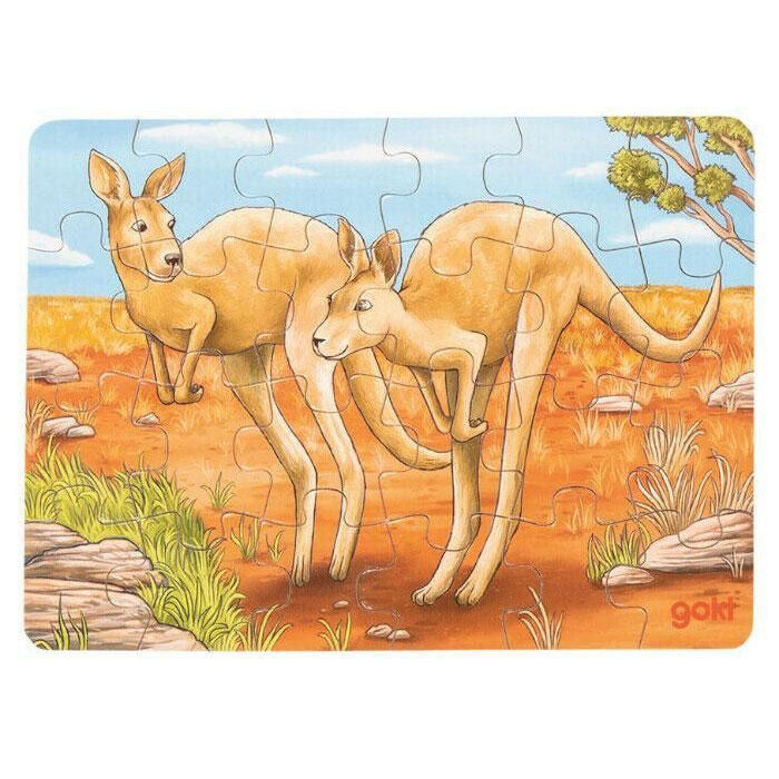 Goki - Travel Size Mini Australian Animals Puzzle 24pcs - Kangaroos