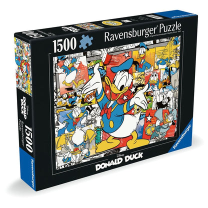 Close-up of puzzle pieces from the Ravensburger Disney Donald Duck 1500 piece jigsaw showing a precise fit