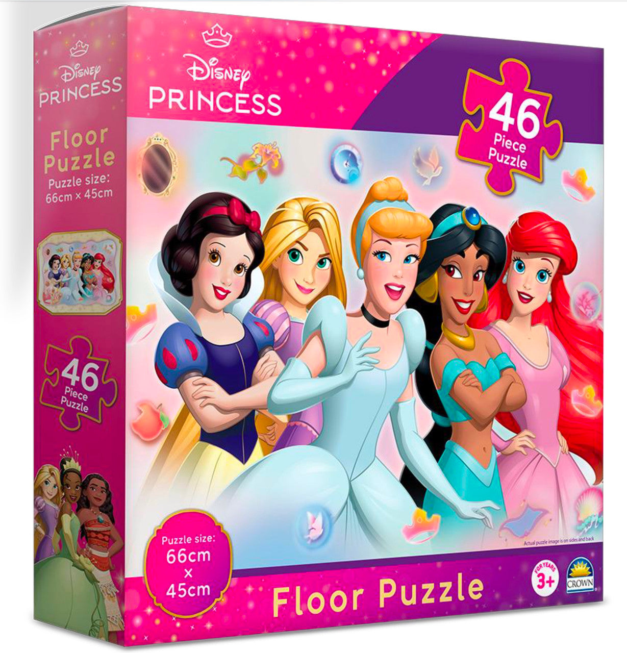 Disney Princess 46 piece floor puzzle featuring Cinderella, Ariel, Jasmine, Rapunzel and Snow White