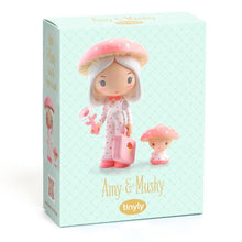 Djeco Tinyly Amy and Mushy mini doll set with finely illustrated wooden figures for small world pretend play