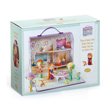 Djeco Tinyly Bluchka and Indie caravan house playset with a Tinyly figurine and pet companion