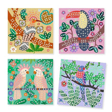 Djeco Canopy mosaic kit box front showing a lush nature scene decorated with sparkling metallic foam stickers