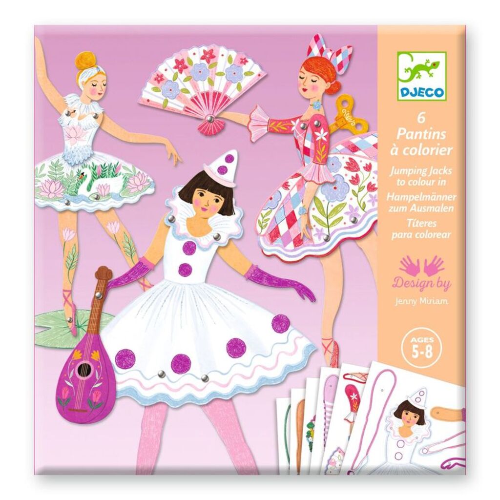 Djeco Colour and Assemble Ballet Dancers craft kit box shown on a white background