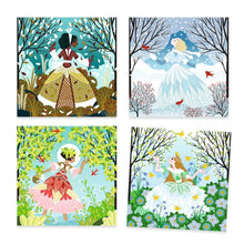 All four finished dress pictures completed in metallic foil with rhinestones added