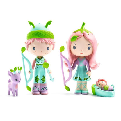 Djeco Tinyly Lily and Sylvestre mini doll set with two finely illustrated figures for pretend play