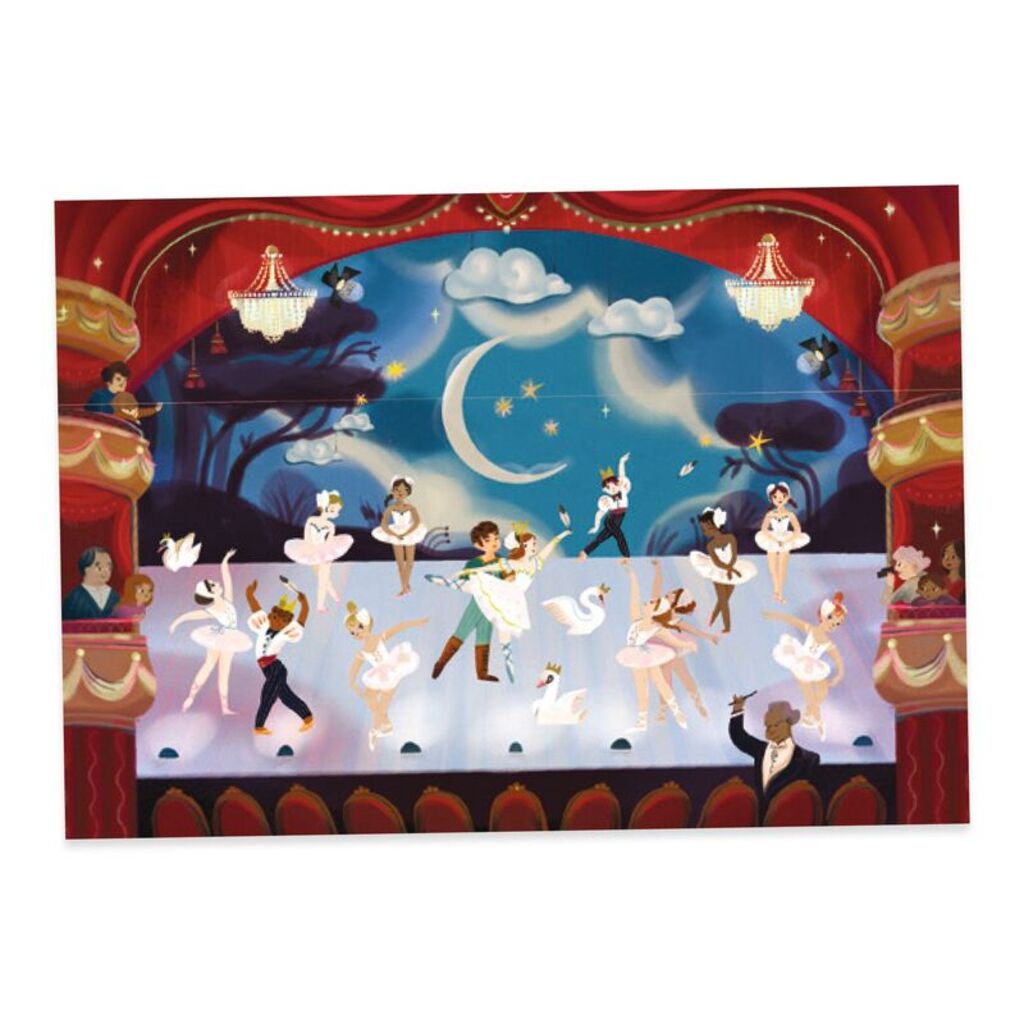 a child pressing a transfer into place on the Djeco ballet background at a table