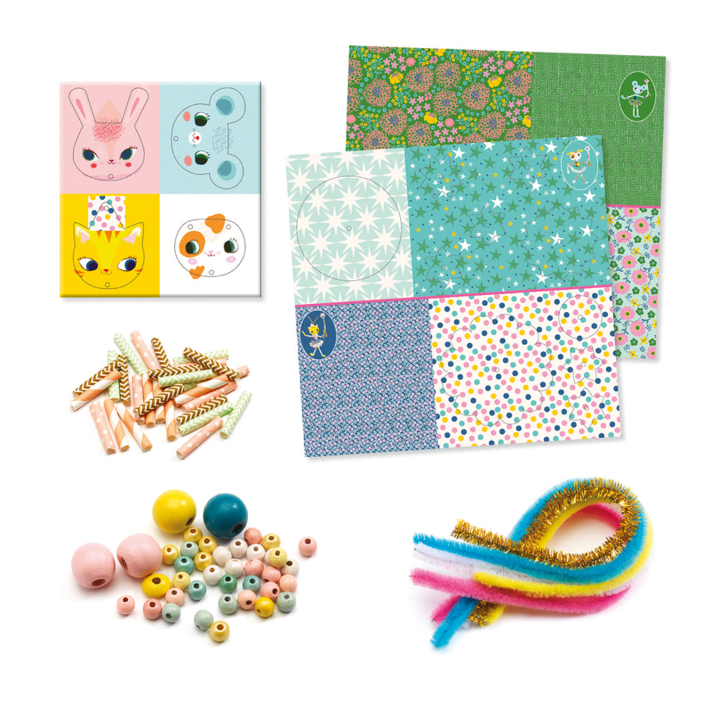 Illustrated fairy boards from the Djeco My Fairies threading kit with pre-punched lacing holes
