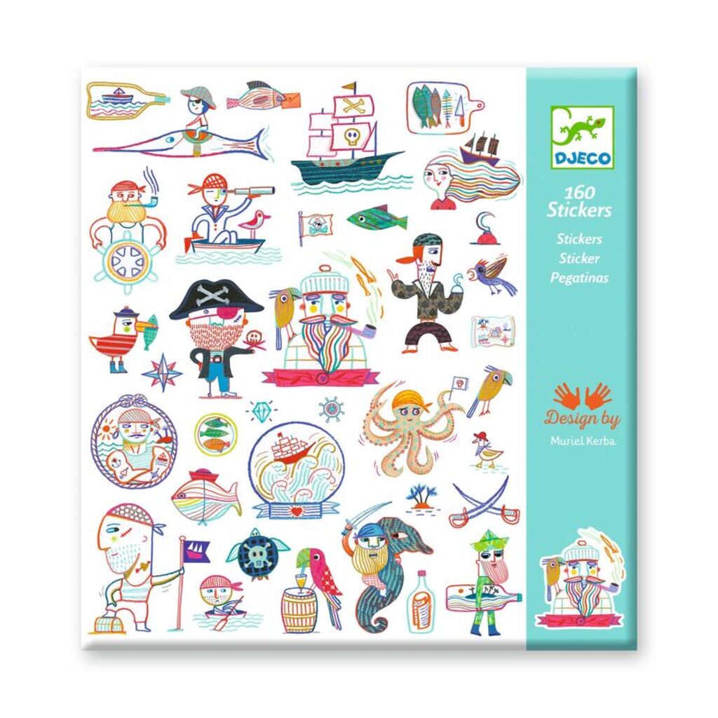 Djeco Pirate Attack sticker pack shown front-on against a plain white background