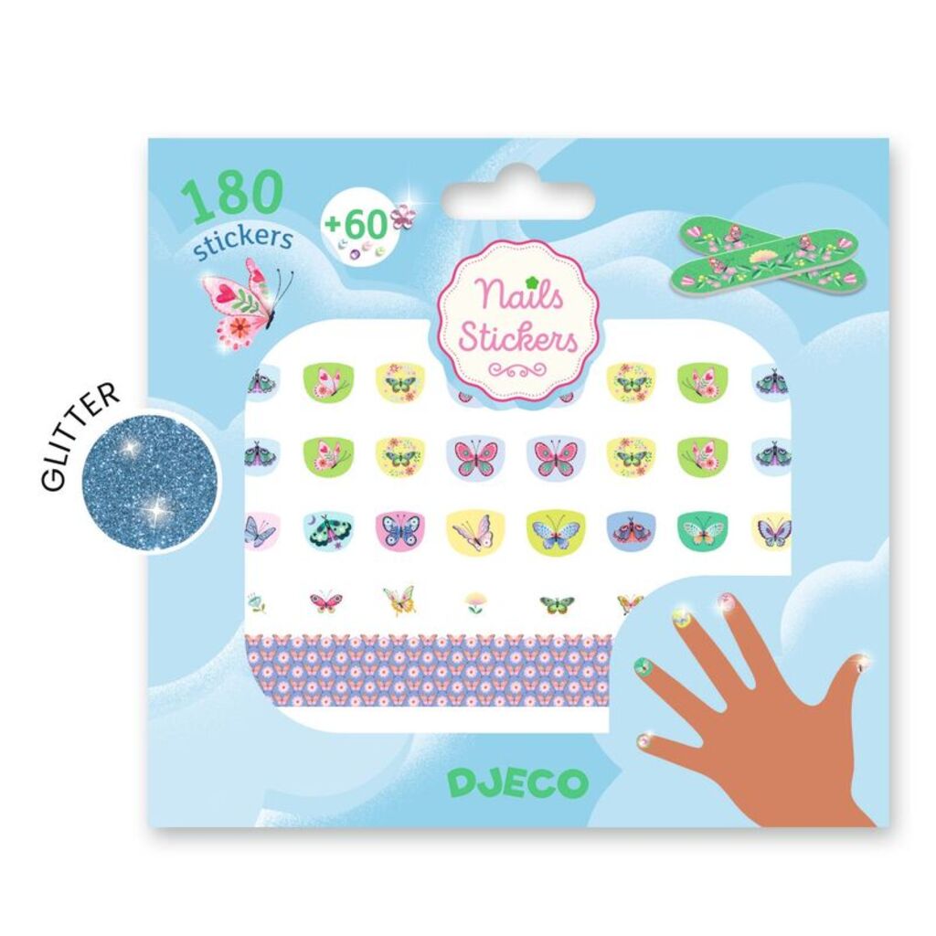 Djeco Springtime Butterflies nail stickers pack shown front-on on a white background