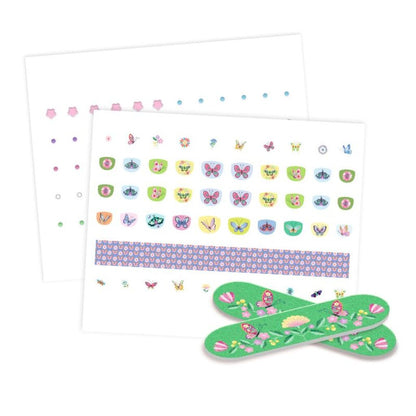 Full pack contents: butterfly sticker sheets, rhinestones, cut-out strips and nail files