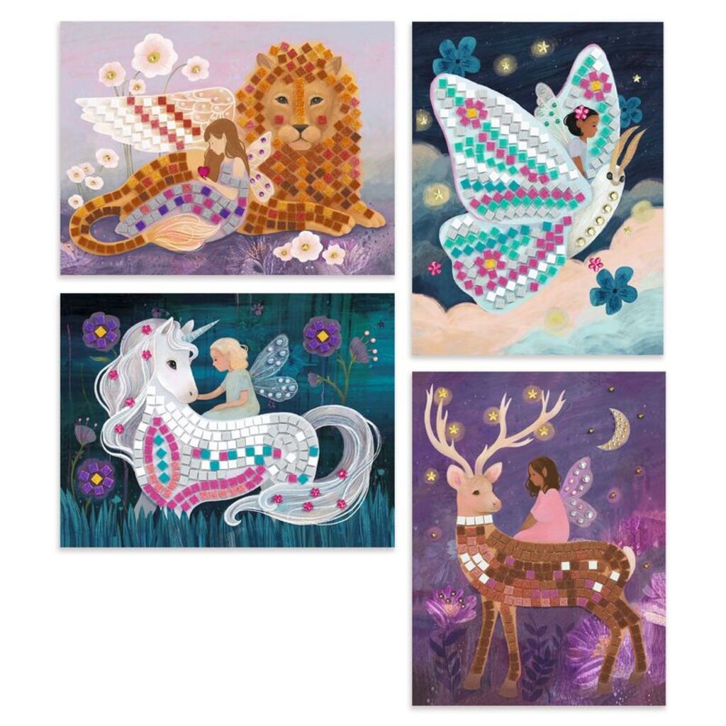 Sheets of stick-on rhinestones from the Djeco Enchanted World kit for adding extra sparkle to the scenes