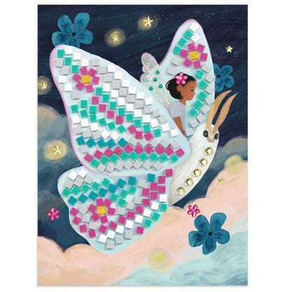 Completed Enchanted World mosaic board showing a magical scene filled with shimmering glitter foam squares