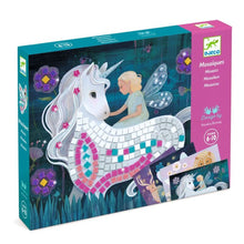 Djeco The Enchanted World mosaic kit for kids with four fairytale boards, glitter foam squares and rhinestones