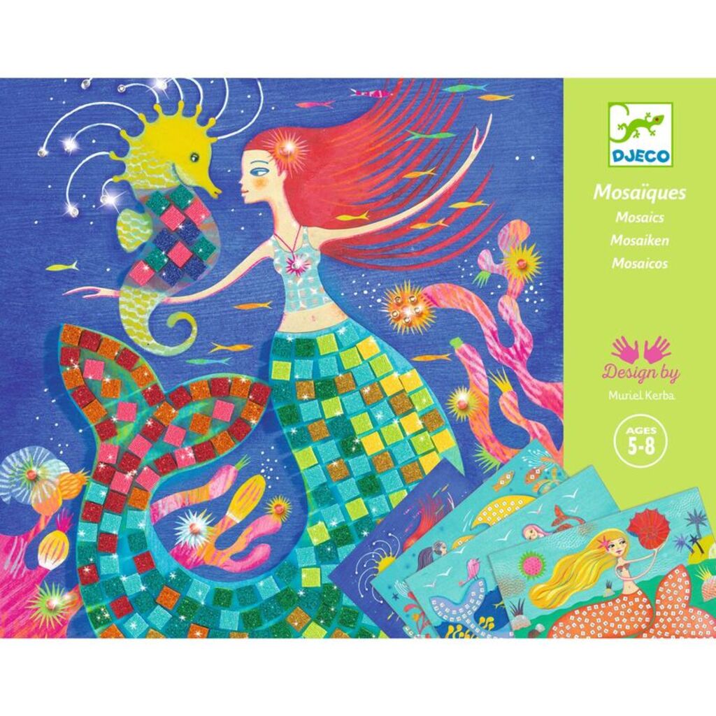 Numbered areas on a Mermaid's Song board that guide children to place each glitter foam square