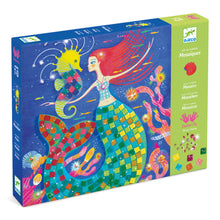 Djeco The Mermaid's Song mosaic kit for kids with illustrated underwater boards and glitter foam squares