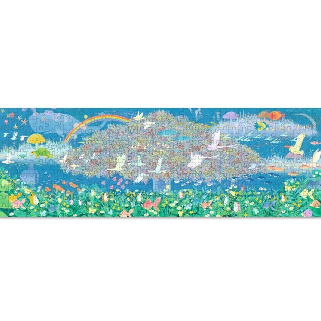Djeco Dreamy Dreams Gallery puzzle displayed in its extra-long 97 x 33 cm panoramic format