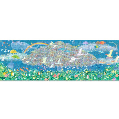 Djeco Dreamy Dreams Gallery puzzle displayed in its extra-long 97 x 33 cm panoramic format