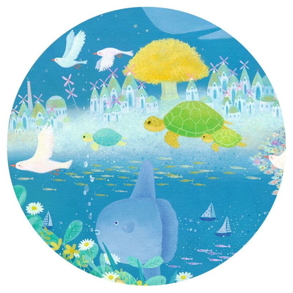 loose pieces from the Djeco Dreamy Dreams 350-piece Gallery puzzle laid out on a table