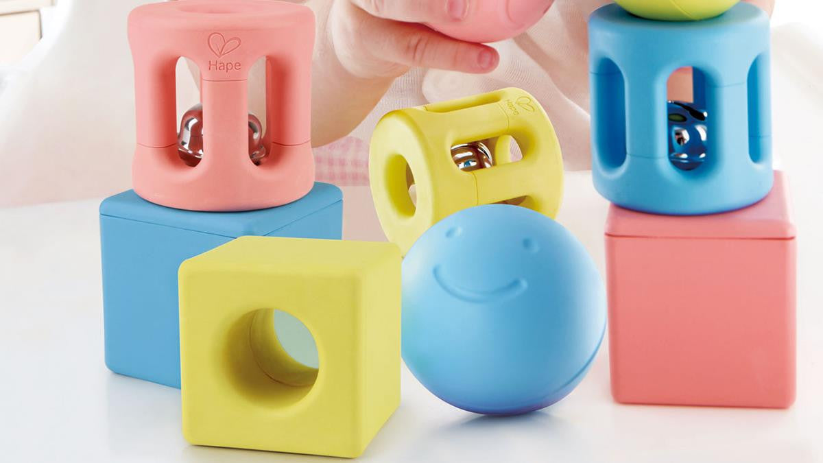 Hape - Geometric Rattle Trio 9pcs