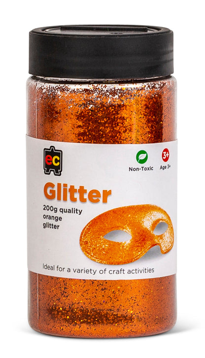 Educational Colours Orange Glitter 200g Jar craft glitter